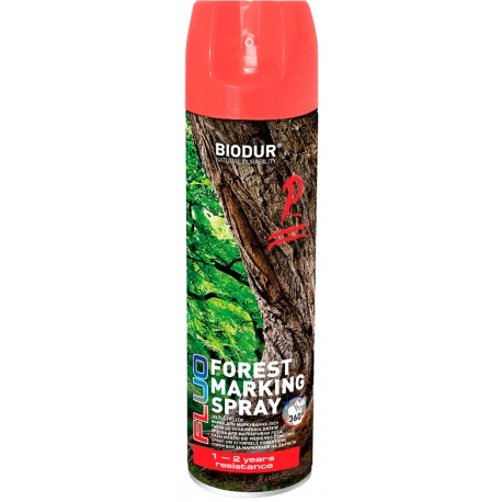 Biodur Farba Fluorescencyjna do Znakowania Drzew Spray Czerwony - 500ml